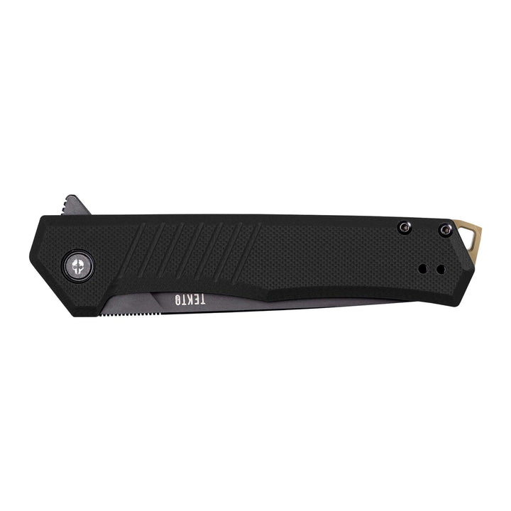 Tekto Knives F1 Alpha Linerlock Black G10 w Bronze Accents Titanium Coated D2 - Knives.mx