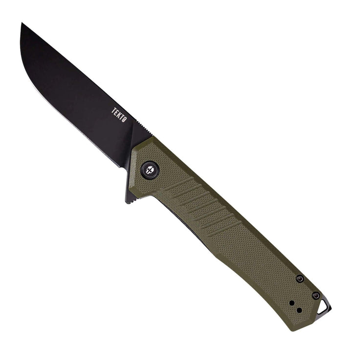 Tekto Knives F1 Alpha Linerlock OD Green G10 Black Titanium Coated D2 - Knives.mx