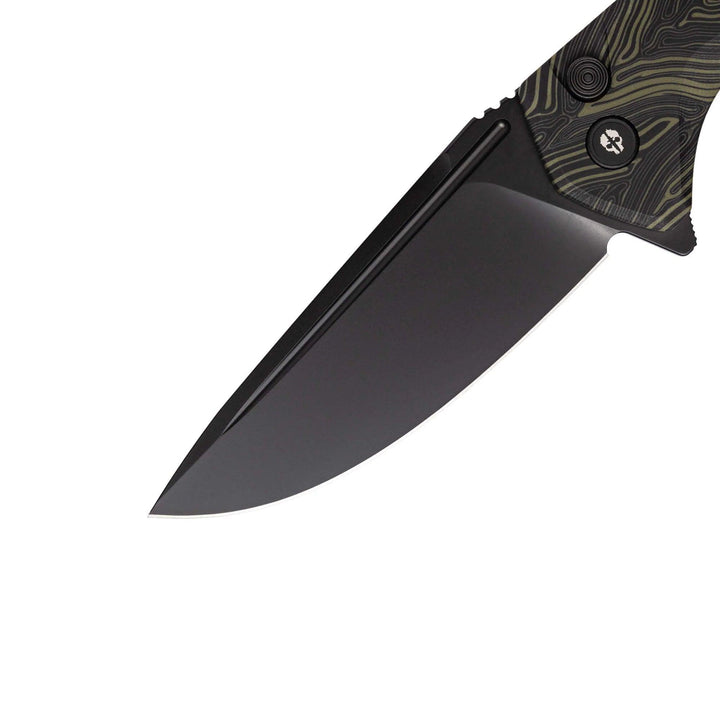 Tekto Knives F3 Charlie Button Lock Damascus G10 Black Titanium Coated D2 - Knives.mx