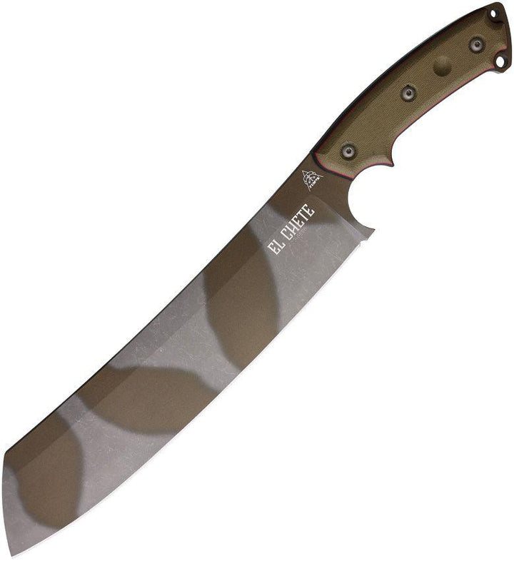 TOPS Knives El Chete Green Canvas Micarta Midnight Bronze Camo 1095HC - Knives.mx