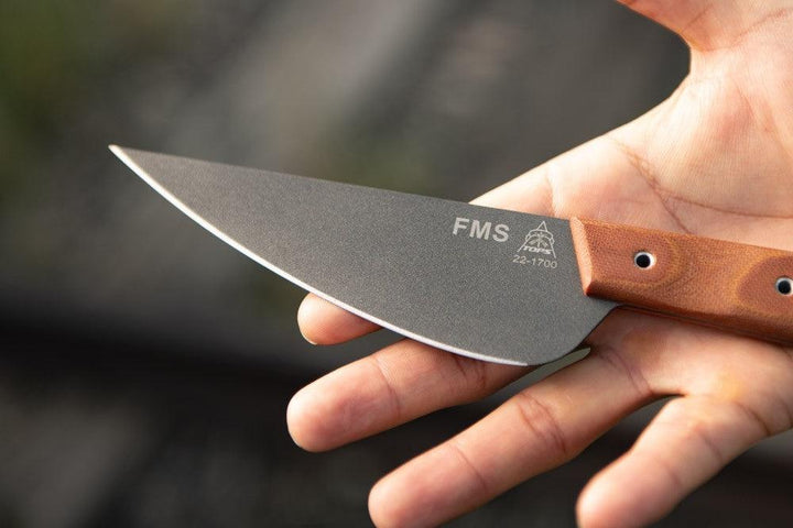 TOPS Knives Frog Market Special Tan Canvas Micarta Tungsten Cerakote 1095HC - Knives.mx