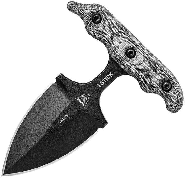 TOPS Knives I-Stick Push Dagger Black Canvas Micarta Traction Coating 1075HC - Knives.mx