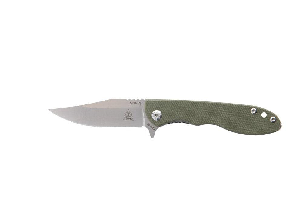 TOPS Knives MSF Folder Green G10 Satin Elmax - Knives.mx