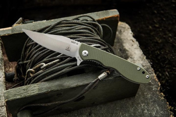 TOPS Knives MSF Folder Green G10 Satin Elmax - Knives.mx