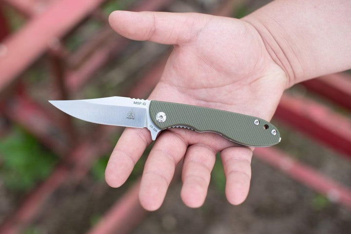 TOPS Knives MSF Folder Green G10 Satin Elmax - Knives.mx