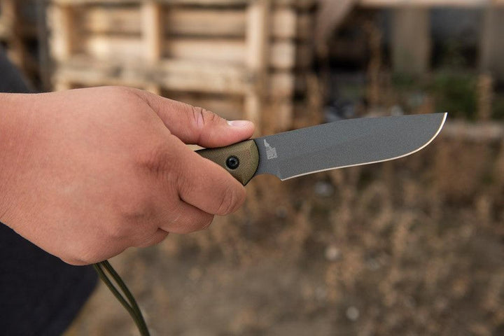 TOPS Knives Spirit Hunter X3 Green/Black Canvas Micarta Tungsten Cerakote 1095 - Knives.mx