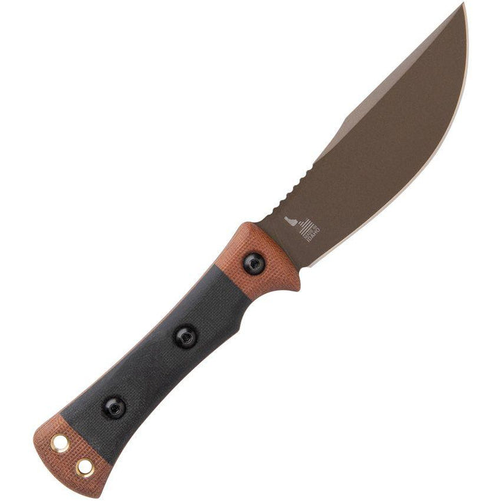 TOPS Knives Woodcraft Fixed Blade Black & Tan Canvas Mmicarta Midnight Bronze 1095HC - Knives.mx