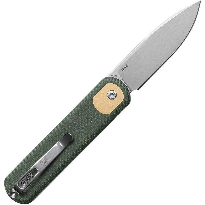 Vosteed Corgi Trek Lock Green Micarta Stonewash 14C28N Sandvik - Knives.mx