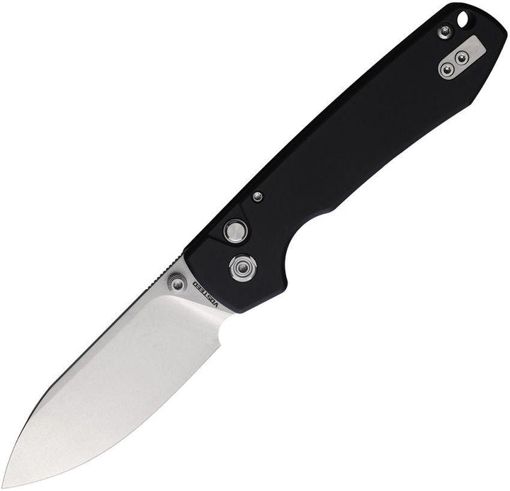 Vosteed Raccoon Button Lock Black Aluminum Stonewash Drop Point Nitro V - Knives.mx