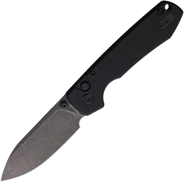 Vosteed Raccoon Button Lock Blackout Aluminum Stonewash Drop Point Nitro V - Knives.mx