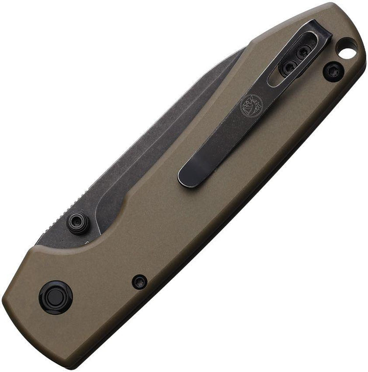 Vosteed Raccoon Button Lock OD Green Aluminum Black Stonewash Drop Point Nitro V - Knives.mx