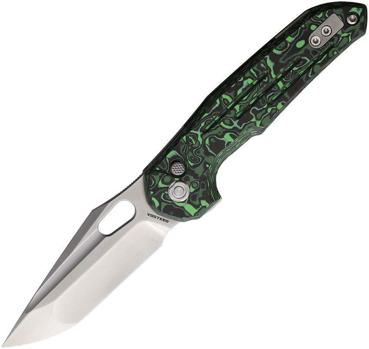 Vosteed Thunderbird Trek Lock Green CF Satin Bohler M390 - Knives.mx