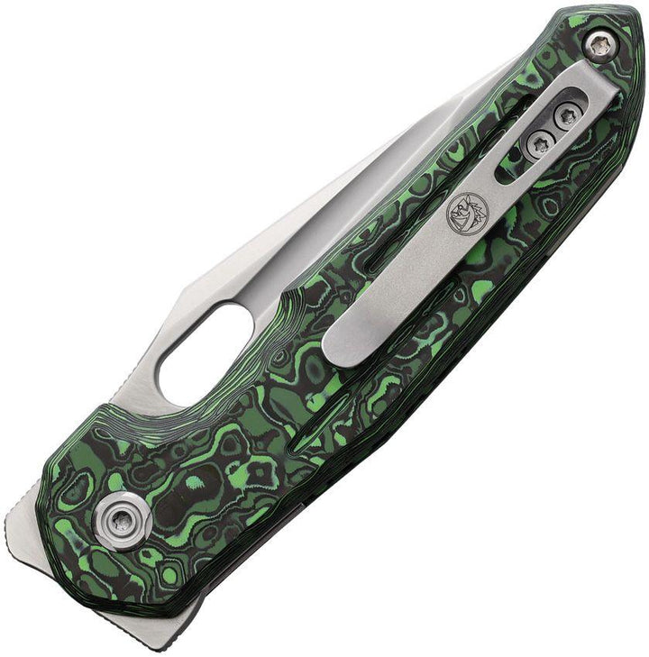 Vosteed Thunderbird Trek Lock Green CF Satin Bohler M390 - Knives.mx