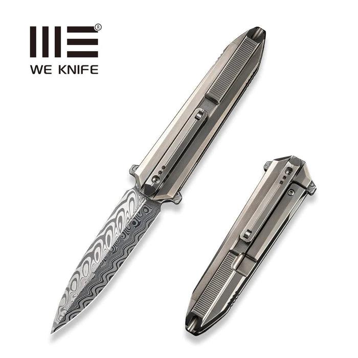 We Knife Co Ltd Diatomic Polished Bead Blasted 6AL4V Titanium Damasteel (Hakkapella) - Knives.mx