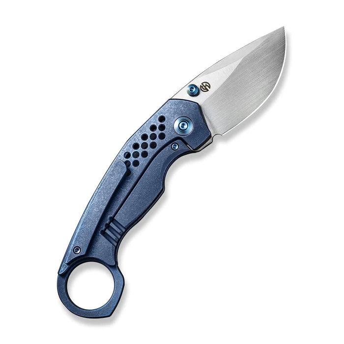 We Knife Co Ltd Envisage Blue SW 6AL4V Titanium Hand Rubbed Satin Drop Point CPM 20CV - Knives.mx