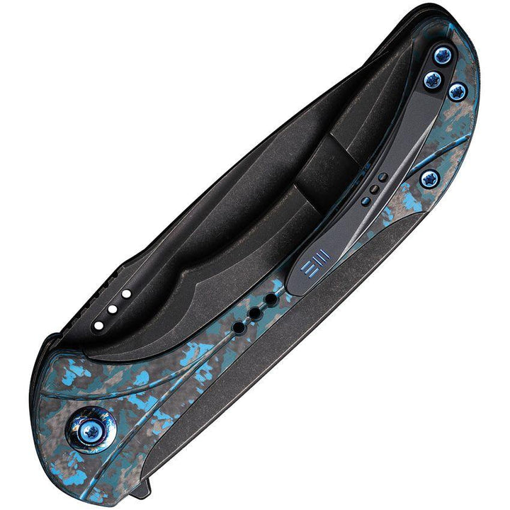 We Knife Co Ltd Equivik Framelock Black Stonewash Titanium w Arctic Storm Ti Inlay CPM-20CV - Knives.mx