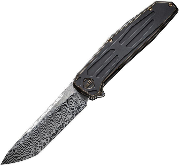 We Knife Co Ltd Shadowfire Framelock Black & Bronze Anodized Titanium Tanto Damascus - Knives.mx