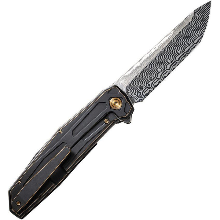 We Knife Co Ltd Shadowfire Framelock Black & Bronze Anodized Titanium Tanto Damascus - Knives.mx