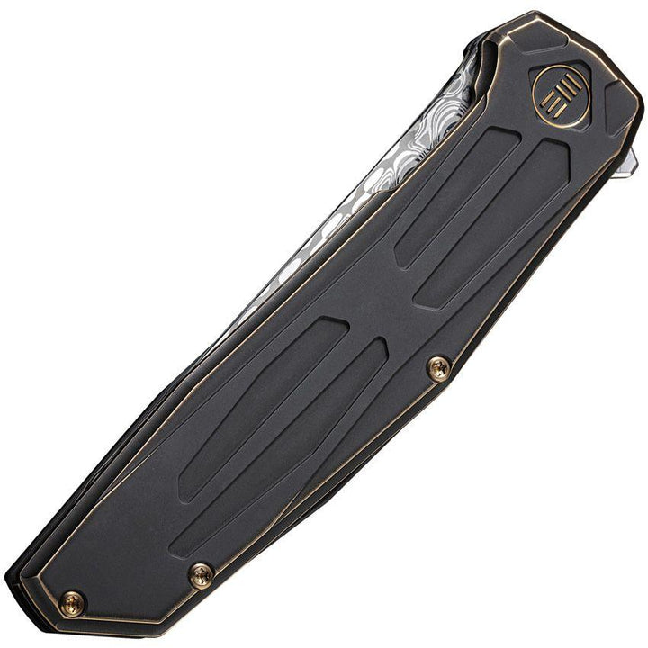 We Knife Co Ltd Shadowfire Framelock Black & Bronze Anodized Titanium Tanto Damascus - Knives.mx