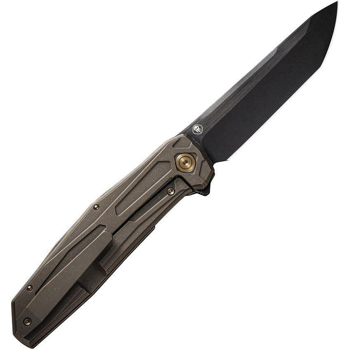 We Knife Co Ltd Shadowfire Framelock Bronze SW Titanium Black Stonewash Tanto CPM-20CV - Knives.mx