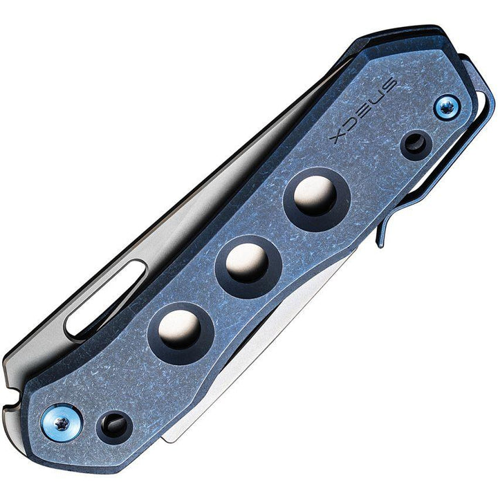 We Knife Co Ltd Vision R Superlock Blue 6AL4V Titanium Silver Bead Blasted Reverse Tanto CPM 20CV - Knives.mx