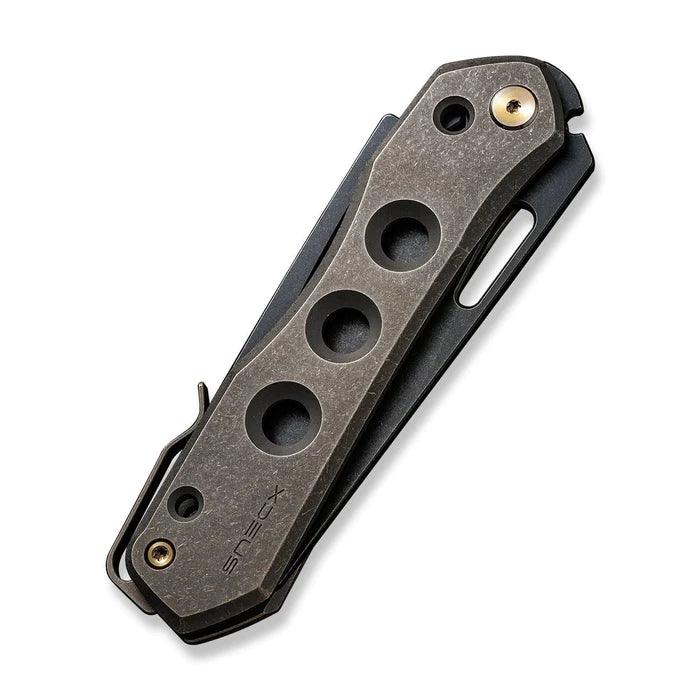 We Knife Co Ltd Vision R Superlock Bronze 6AL4V Titanium Black Stonewashed Reverse Tanto CPM 20CV - Knives.mx