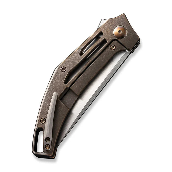 We Knife Co Ltd Speedliner Frame Lock Bronze 6AL4V Titanium Hand Rubbed Satin Drop PointCPM 20CV