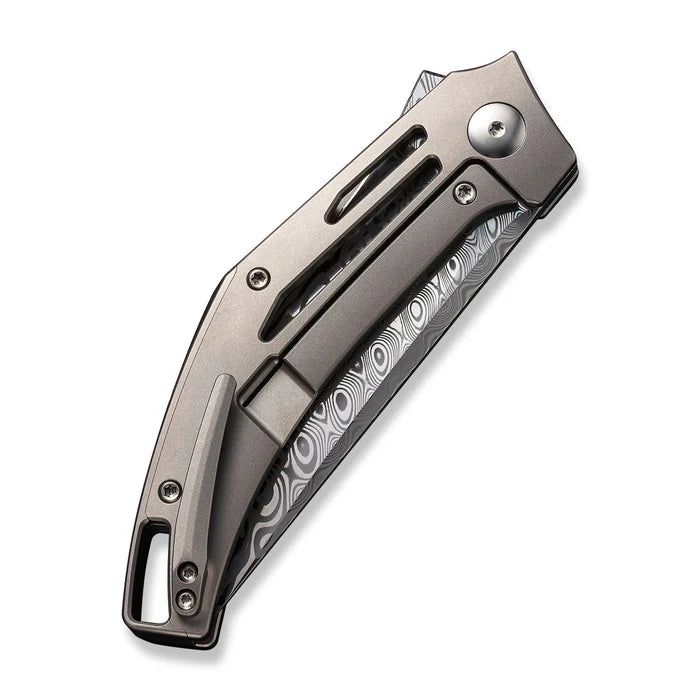 We Knife Co Ltd Speedliner Frame Lock Gray 6AL4V Titanium Drop Point Damasteel (Hakkapella)