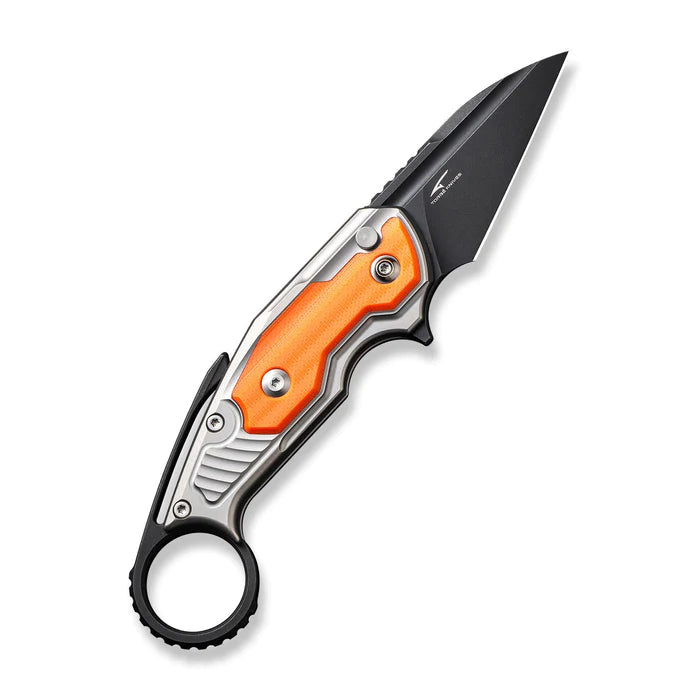 We Knife Co Ltd Yardbird 6AL4V Gray Titanium w Orange G10 Inlay Black Stonewashed Wharncliffe CPM 20CV