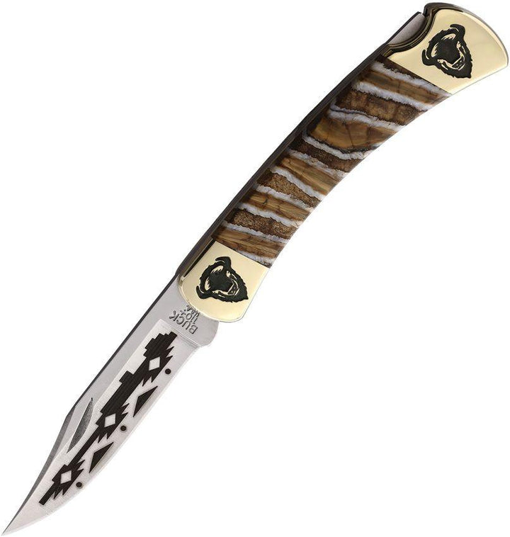 Yellowhorse Custom Buck 110 Lockback Brown Mammoth Buffalo 420HC - Knives.mx