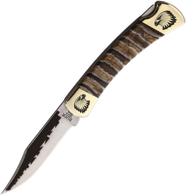 Yellowhorse Custom Buck 110 Lockback Brown Mammoth Eagle 420HC - Knives.mx