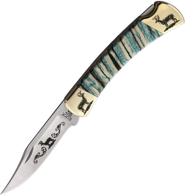 Yellowhorse Custom Buck 110 Lockback Green Mammoth Deer 420HC - Knives.mx