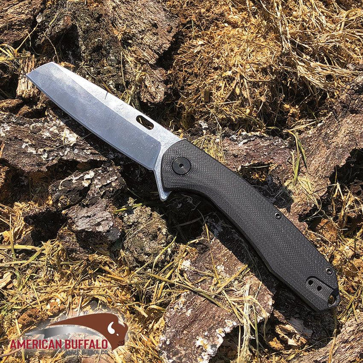 ABKT TAC Warthog Linerlock Black Micarta Satin Wharncliffe D2 - Knives.mx