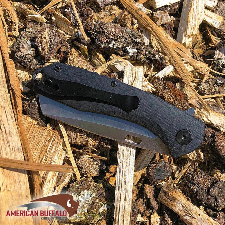 ABKT TAC Warthog Linerlock Black Micarta Satin Wharncliffe D2 - Knives.mx