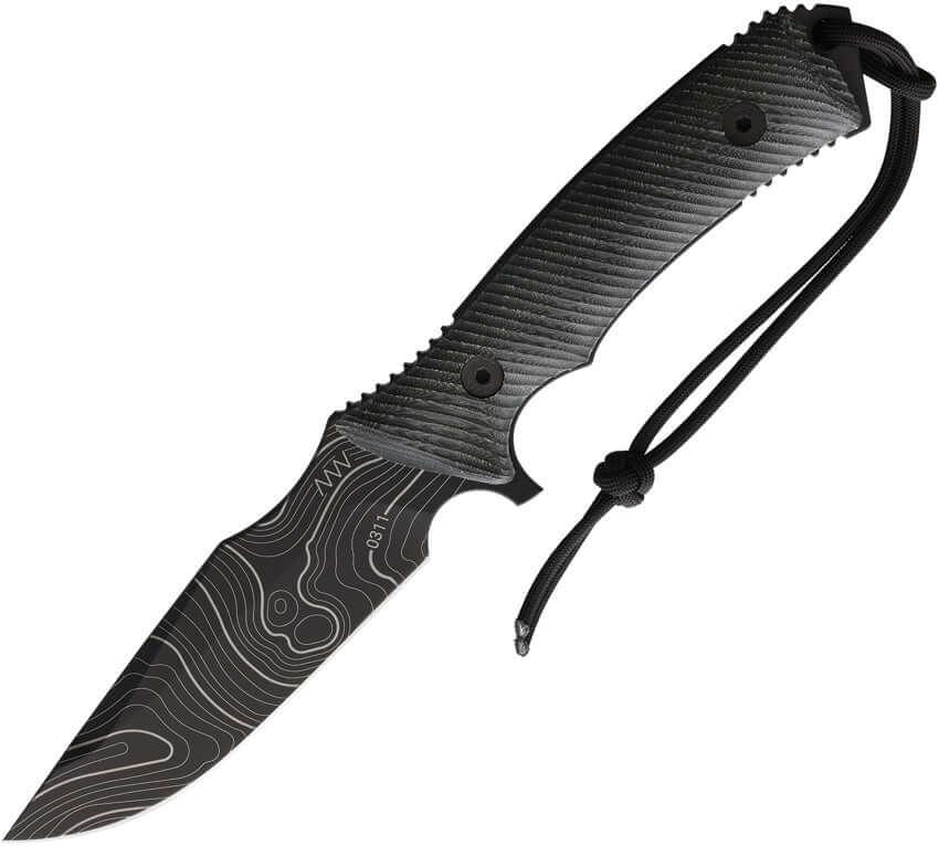 Acta Non Verba Knives M311 Spelter Tactical Knife Black Sculpted Micarta Camo DLC Elmax - Knives.mx