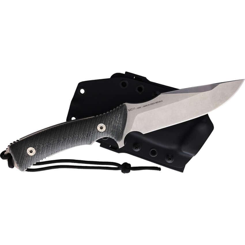 Acta Non Verba Knives M311 Spelter Tactical Knife Black Sculpted Micarta Stonewash Bohler N690 - Knives.mx