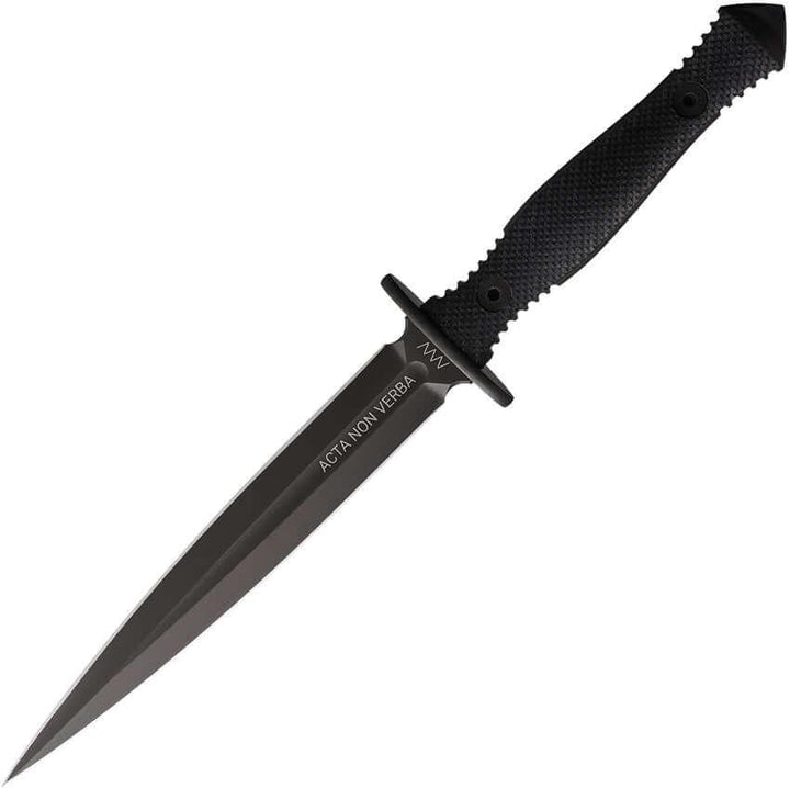 Acta Non Verba Knives M500 Fixed Blade Black Checkered G10 Double Edge DLC Elmax - Knives.mx