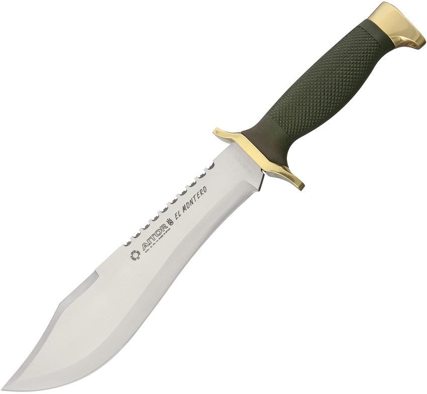 Aitor El Montero OD Green Polyamide Clip Point w Sawback Stainless Blade - Knives.mx