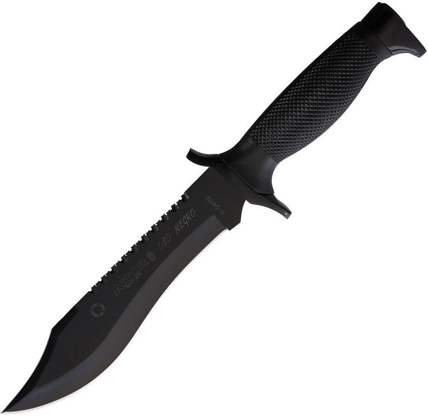 Aitor Oso Negro Fixed Blade Black Powder Coated Sawback Clip Point Stainless Steel - Knives.mx