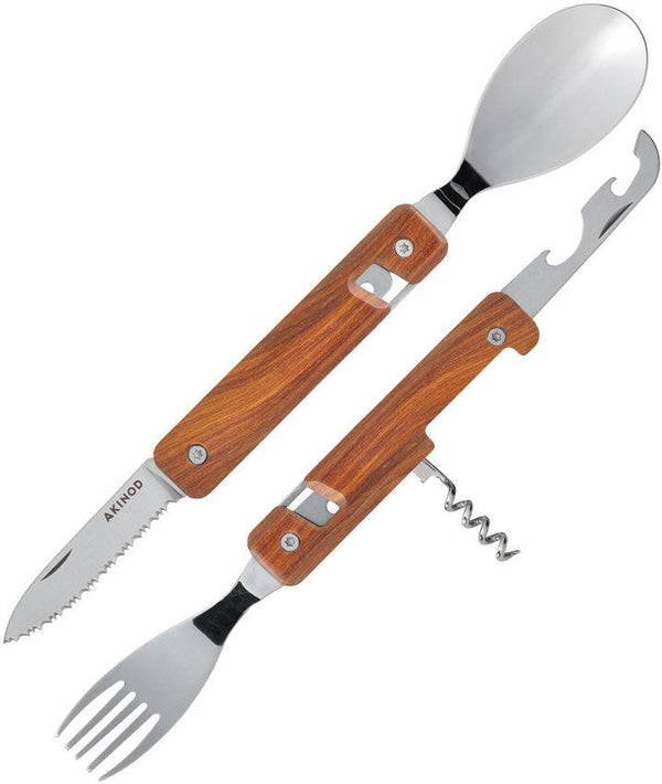 Akinod 13H25 Folding Cutlery Set Coral Wood - Knives.mx