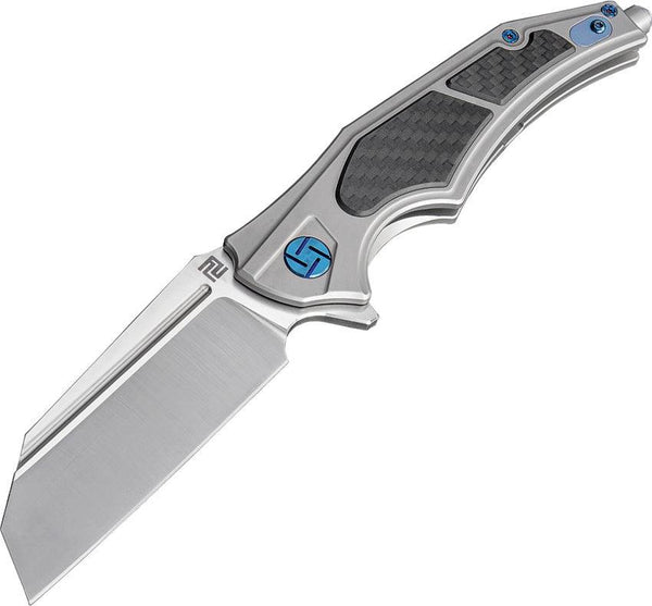 Artisan Apache Nomad Framelock Gray Titanium w CF Inlay Satin S35VN - Knives.mx