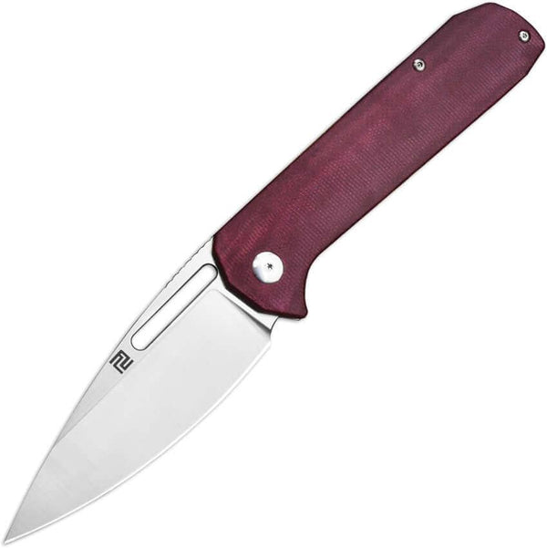 Artisan Cutlery Arion Framelock Burgundy Micarta Satin S35VN - Knives.mx