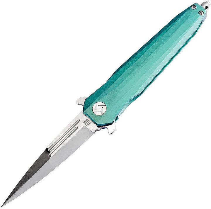 Artisan Cutlery Hornet Framelock Green Titanium Satin Bohler M390 - Knives.mx