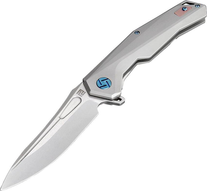Artisan Cutlery Zumwalt Framelock Gray Anodized Titanium Satin Bohler M390 - Knives.mx