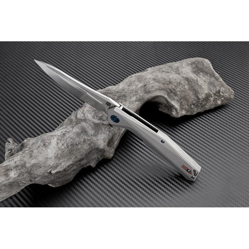Artisan Cutlery Zumwalt Framelock Gray Anodized Titanium Satin Bohler