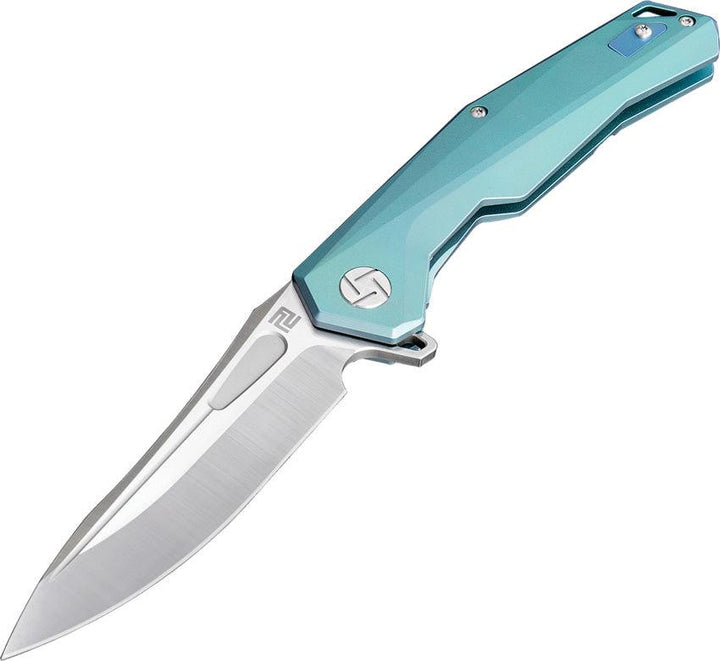 Artisan Cutlery Zumwalt Framelock Green Anodized Titanium Satin M390 - Knives.mx