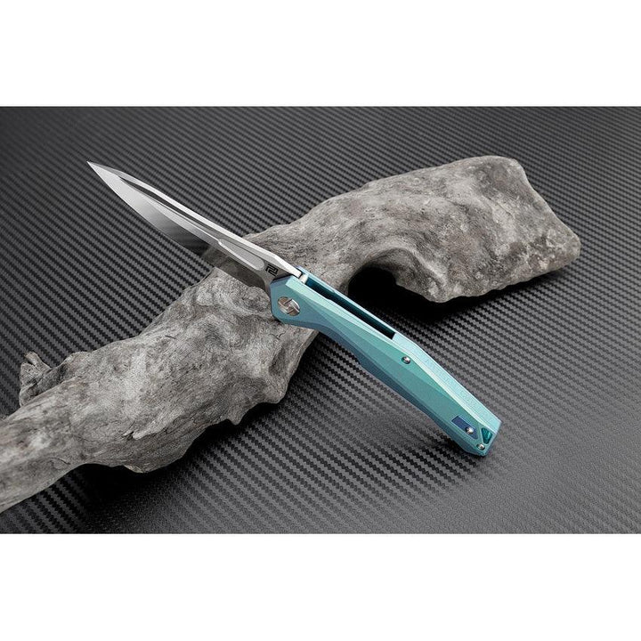 Artisan Cutlery Zumwalt Framelock Green Anodized Titanium Satin M390 - Knives.mx
