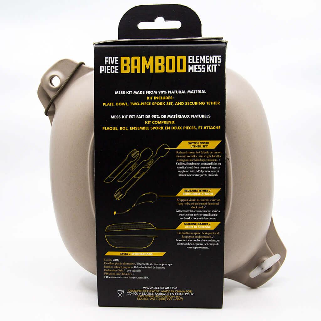 Bamboo Mess Kit 5pc Sand/ Kit utensilios camping arena - Knives.mx