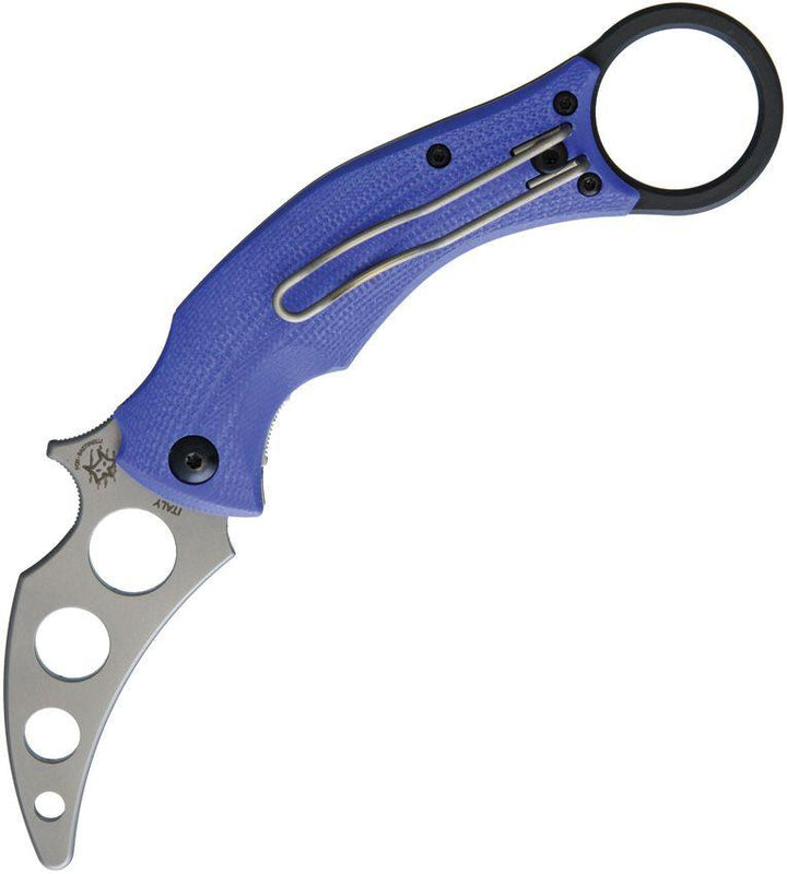 Bastinelli Creations Black Bird Folder Blue G10 Trainer Unsharpened 440 Stainless Blade - Knives.mx
