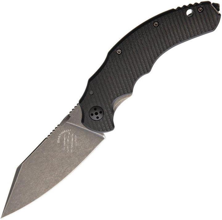Bastinelli Creations Dragotac Compact Framelock Black G10 Black Stonewash D2 - Knives.mx